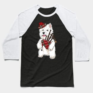 Westie playing a bagpipe Baseball T-Shirt